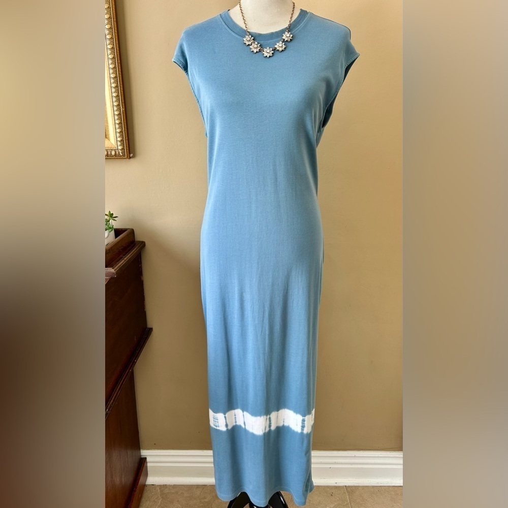 Raquel Allegra Column Dress Muscle Cap Sleeve Maxi Blue Tie Dye Size 1 / Medium